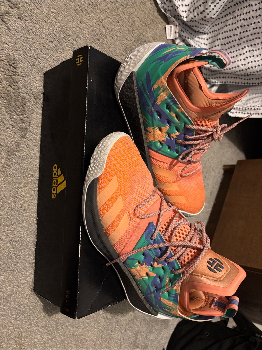 adidas Kids Orange and Green Multicolor Sneakers